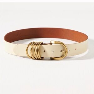 Anthropologie Cream Leather Multi Keeper Belt